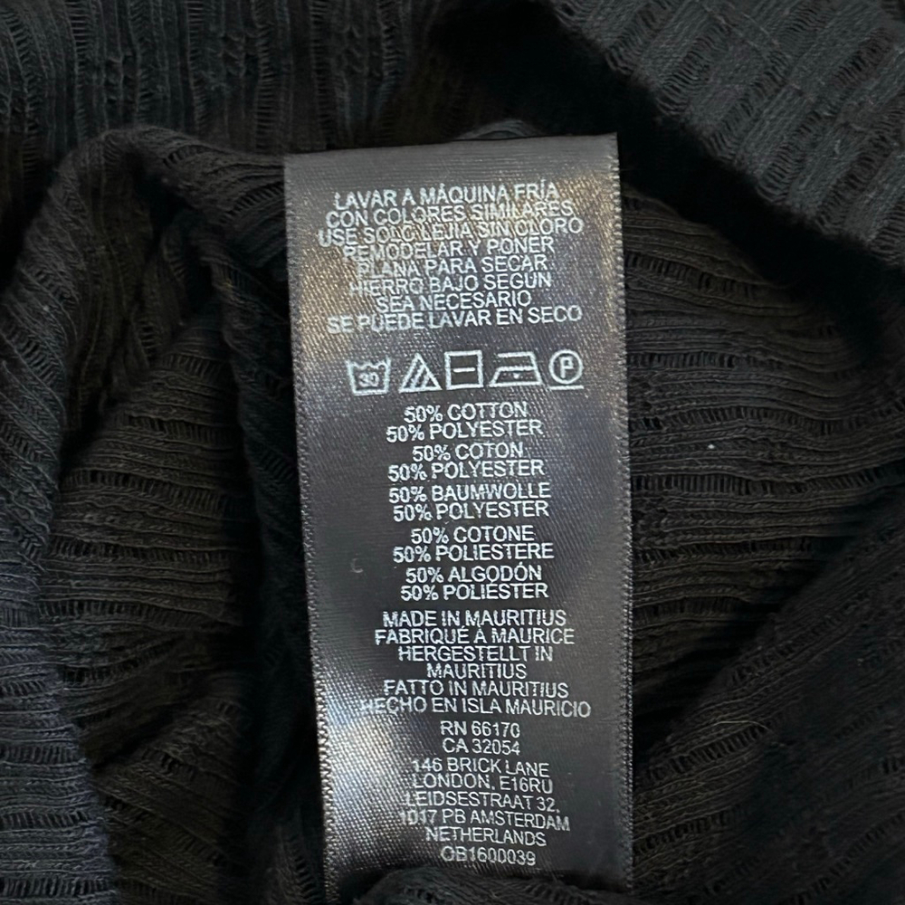 PILCRO x Anthropologie Black Sheer Ribbed Long Sleeve Top Size Small - Picture 8 of 9